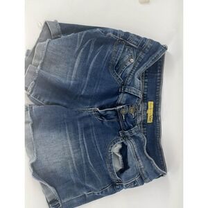 YMI Juniors Blue Denim Jean Shorts Size 9 Cuffed Hem Stretch‎